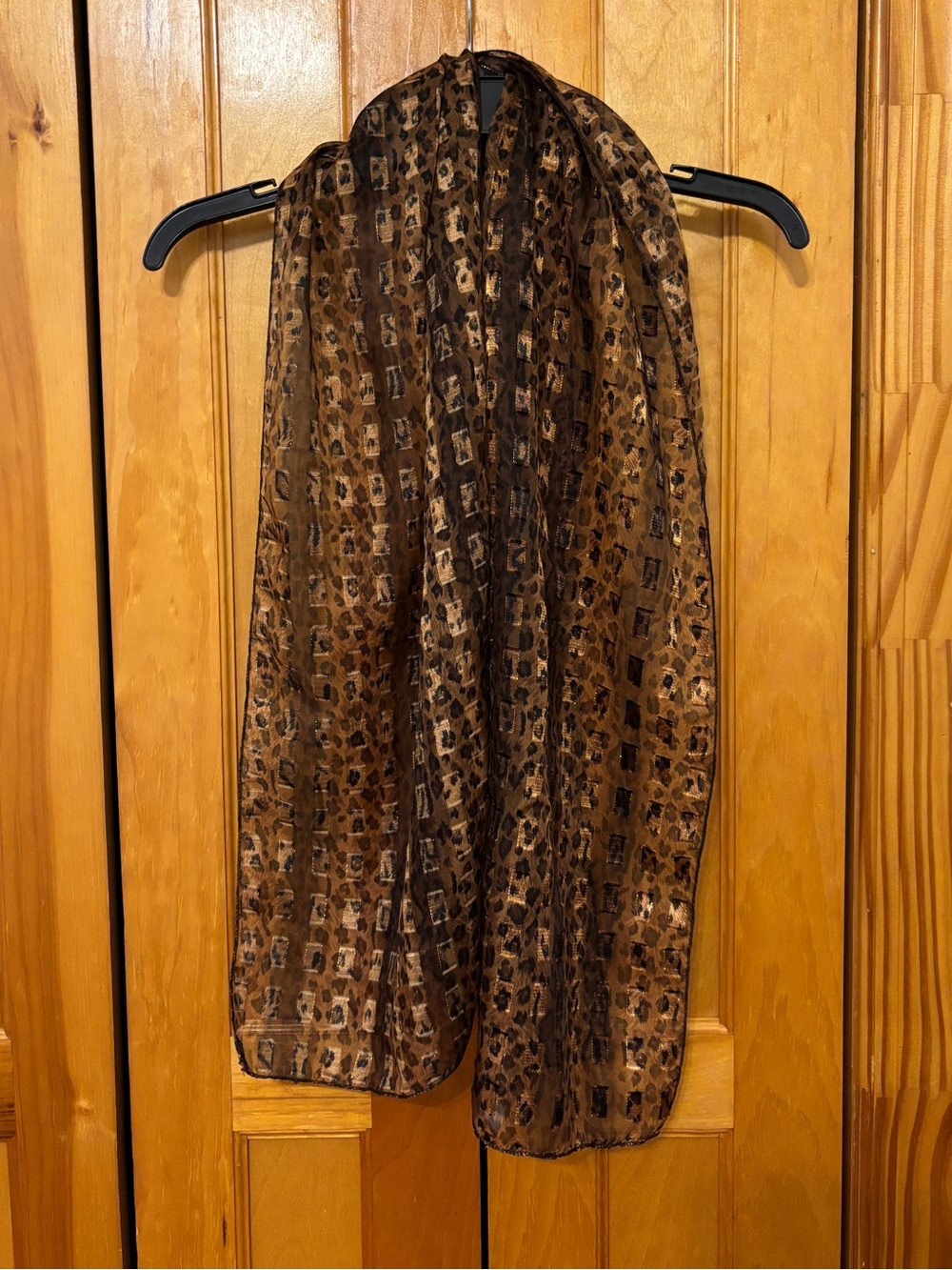 Brown Sheer Animal-Print Women's Scarf